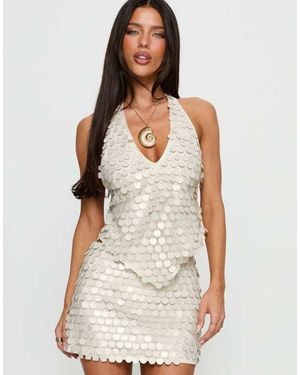 Princess Polly Brittanie Disc Sequin Scarf Hem Top - White