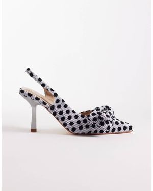 SEQWL Salado Sling Back Block Heeled Shoe With Bow Detail - Black