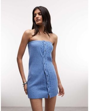 Susmie's Mint Button Down Bandeau Mini Dress - Blue