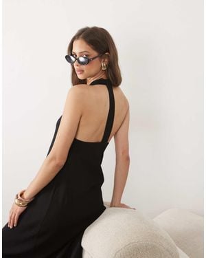 Mango Slinky Halterneck Maxi Dress - Natural