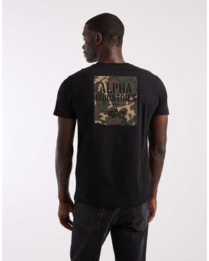 Alpha Industries Chest Logo T-shirt With Camo Print - Black
