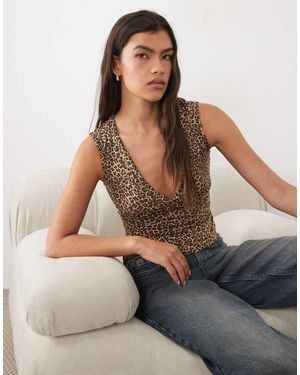 Motel Emberly Plunge Top - Brown