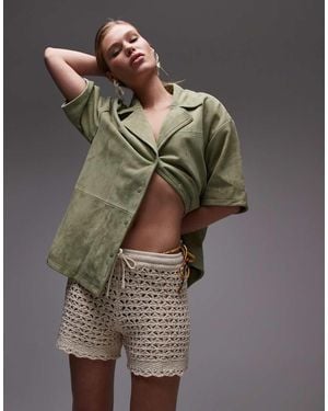 TOPSHOP Knitted Stitchy Shorts - Natural