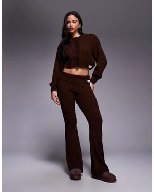 ASOS Weekend Collective Cable Knit Flared Trouser - Brown