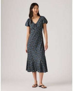 Levi's Lira Vestito Midi A Maniche Corte - Blu