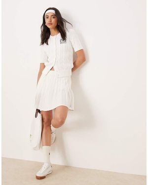 Polo Ralph Lauren Wimbledon Capsule Logo Micro Pleat Tennis Skirt Co-ord - Natural