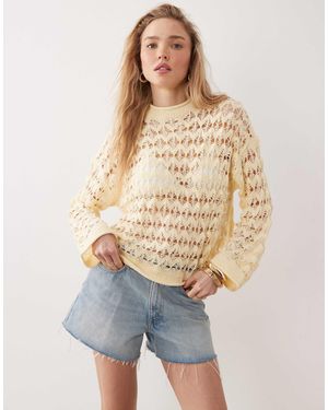 Miss Selfridge – weitmaschiger häkel-pullover - Mehrfarbig