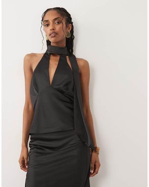 Miss Selfridge Satin Scarf Detail Top Co-ord - Red
