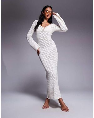The Frolic Exclusive Crochet Longsleeve Maxi Dress - Purple