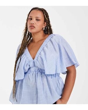 Vero Moda Short Sleeve V-neck Top - Blue