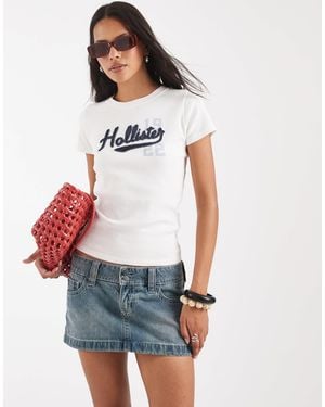 Hollister Low Rise Denim Micro Skirt - White