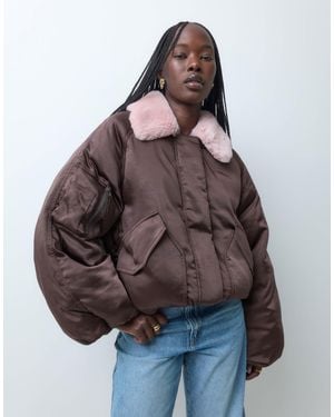 Muse Assembly Fur Collar Meg Puffer Jacket - Brown
