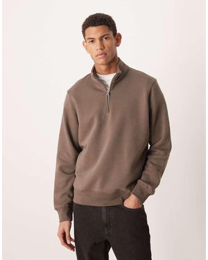 Mango Sudadera Con Cuello Alto Y Cremallera Corta De - Gris