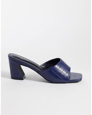 Raid Wide Fit Saanvi Block Heeled Mules - Blue