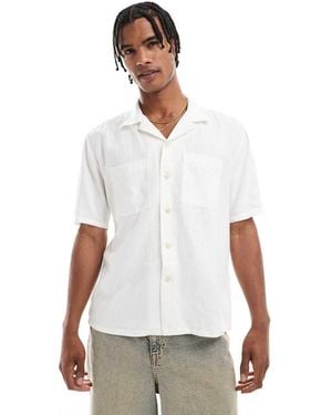 New Look Double Pocket Boxy Linen-blend Shirt - Natural