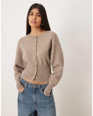 Gina Tricot Sculpt Shaped Knit Button Up Cardigan - Blue