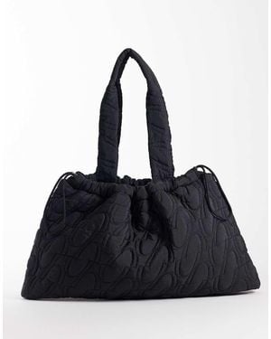 4505 Woven Logo Quilted Tote With Adjustable Toggle - Blue
