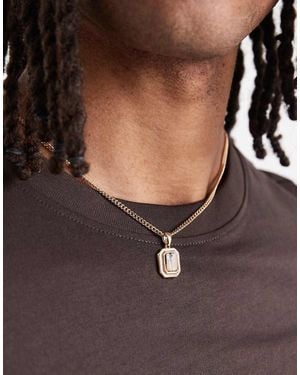 ASOS Necklace With Square Semi-precious Tigers Eye S Pendant - White
