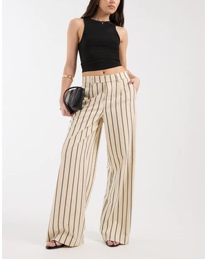 Object Wide Leg Tailored Trousers - Natural