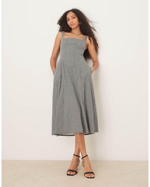Abercrombie & Fitch Robe mi-longue fluide - vichy - Gris
