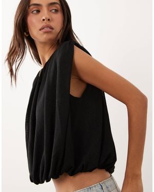 Gina Tricot Stricktop mit ballonsaum - Schwarz