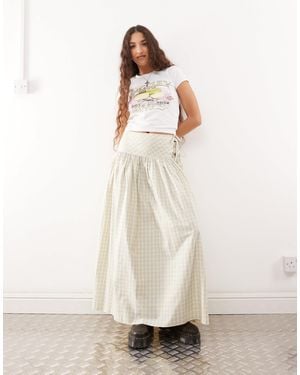Collusion Drop Waist Print Maxi Skirt - Natural