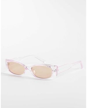 Pieces Rectangular Frame Sunglasses - Natural