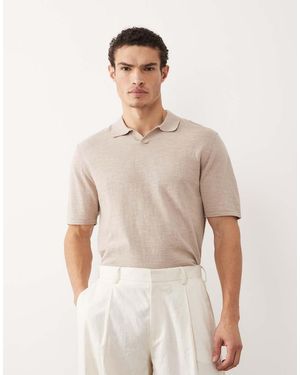 Jack & Jones Open Collar Knitted Polo - Natural