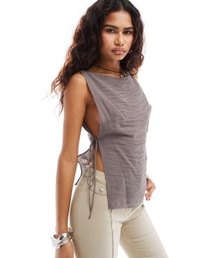 Weekday Cintia Boat Neck Cami Top With Side Tie Detail - Brown