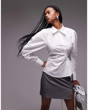 & Other Stories Camicia Bianca Con Maniche Voluminose E Abbottonatura Asimmetrica Sul Davanti - Grigio