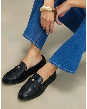 River Island Faux Leather Metal Decal Loafers - Blue