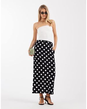 Threadbare Maxi Rok Van Jersey Met Stippenprint - Wit