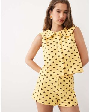 Miss Selfridge Peter Pan Collar Button Through Tank - Yellow