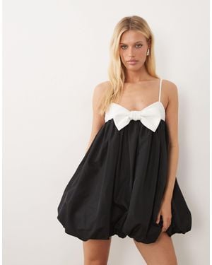 ASOS Bow Front Contrast Bubble Hem Mini Dress - Black