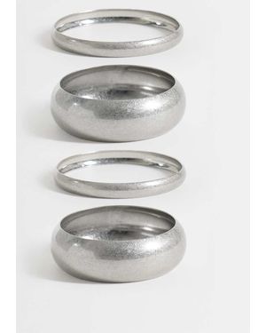 ASOS Confezione Da 4 Bracciali Rigidi Effetto Spazzolato - Grigio