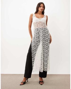 ASOS Slash Neck Long Sequin Top - White