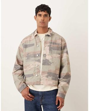 ASOS Co-Ord Oversized Boxy Shirt With Camo Print - Natural