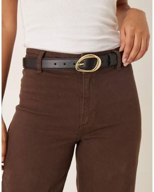 ASOS Waist And Hip Gold Bubble Angled Buckle - Brown