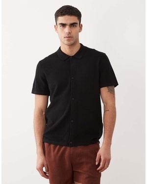 Jack & Jones Knitted Shirt With Short Sleeves - Black