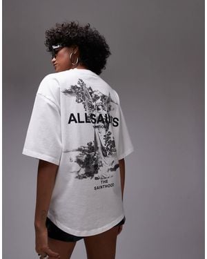 AllSaints Guardian Amelie Oversized Back Print T-shirt - Grey