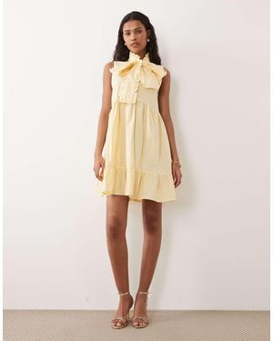 Sister Jane Buttermilk Cotton Blend Bow Detail Sleeveless Mini Dress - Natural