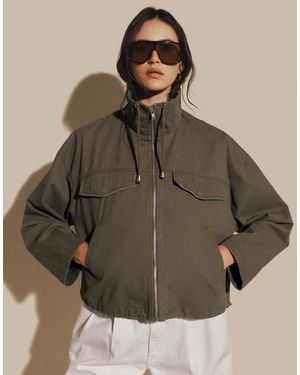 ASOS Denim Lightweight Funnel Neck Jacket With Drawstring Detail - Brown