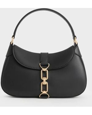 Charles & Keith Agatha Chain-Accent Bag - Black