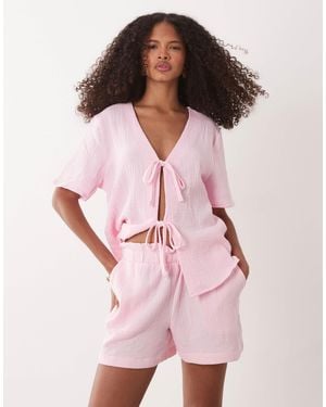 Jdy Cheesecloth Shorts Co-ord - Pink