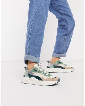 Stradivarius – Combined – Grüne Sneaker - Blau