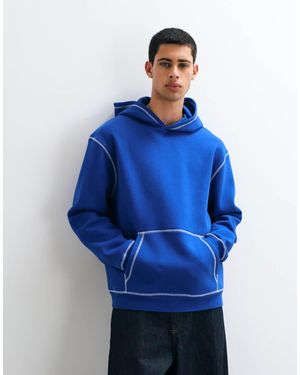 ASOS Sudadera Con Capucha Holgada En Azul Con Contraste