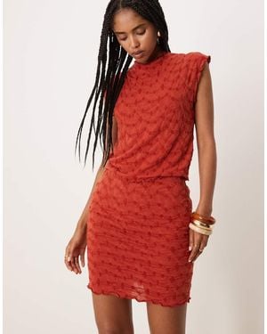 Vila Textu Mini Skirt Co-ord - Red