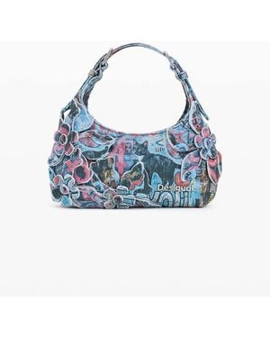 Desigual Small Printed Bag With Appliqués - Blue