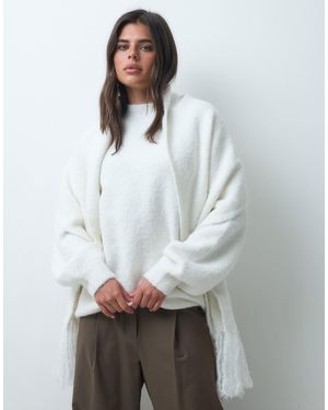 Iyal Bouclé-strickpullover mit schal-detail, oversize, - Grau