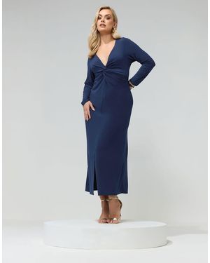 Yours Clothing Knot Front Maxi Dress - Blue